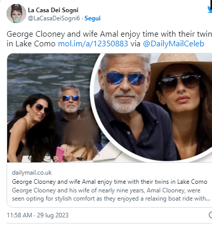 George Clooney e Amal: giornata speciale in barca sul Lago di Como con i gemelli