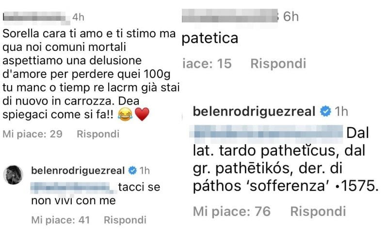 Belén risponde alle critiche