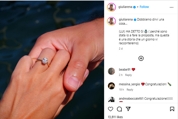 Giulia Arena di “Il Paradiso delle Signore” annuncia il fidanzamento: “Ho fatto io la proposta”