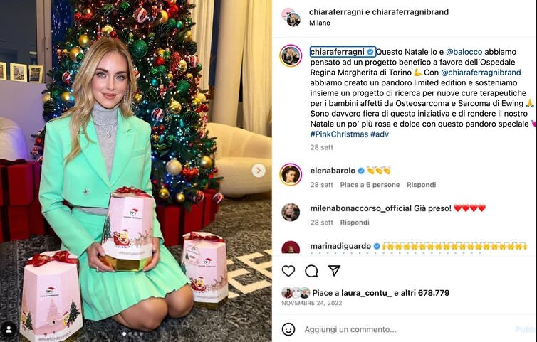 Attualmente è sotto inchiesta il caso Chiara Ferragni-Balocco.